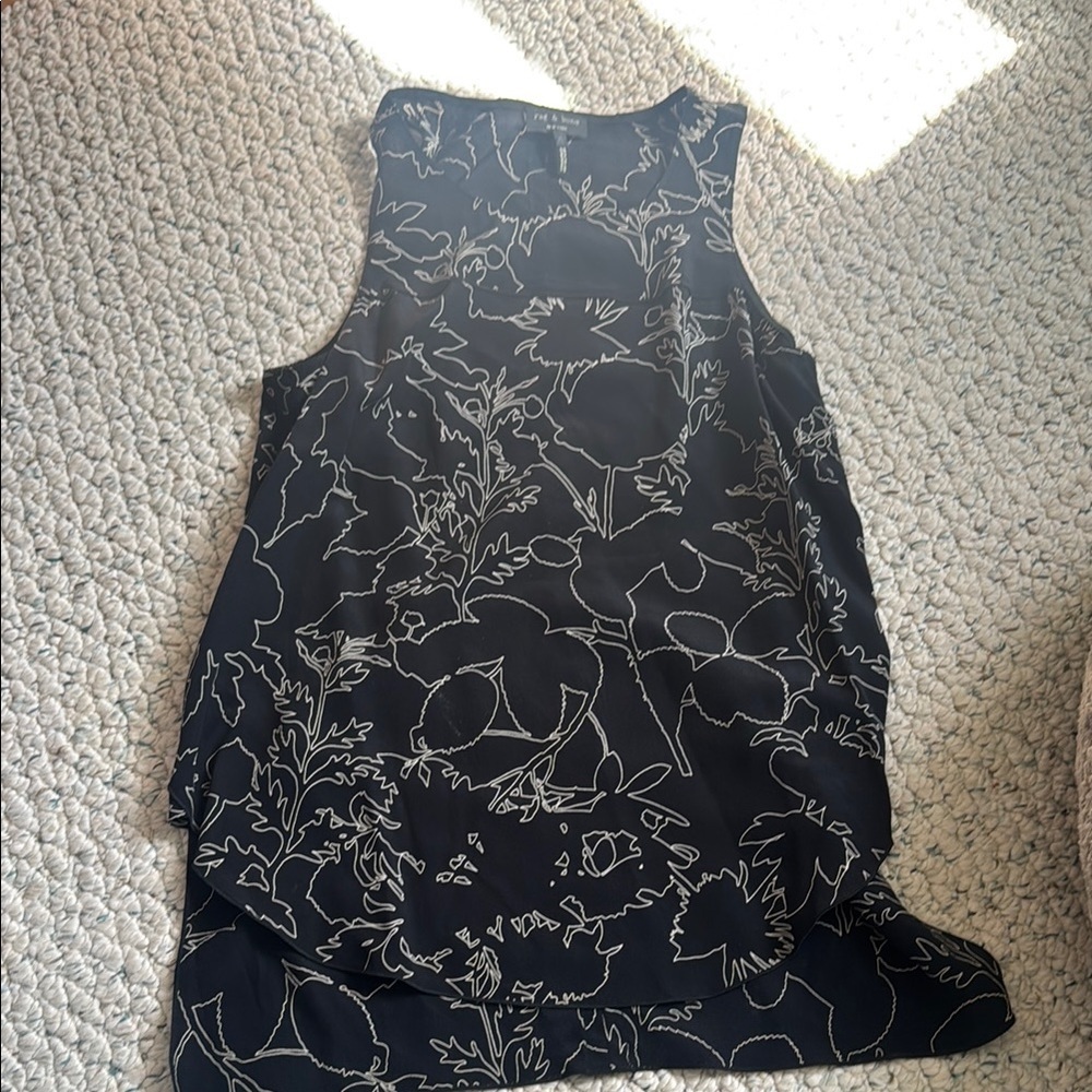 Rag & Bone Floral Black Sleeveless Top